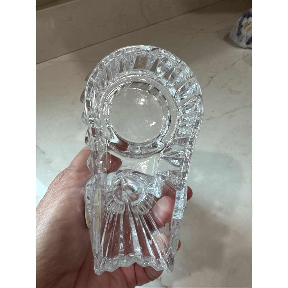 USA Crystal/Cristal Lead DePlomb Clear Glass Heavy Angel Votive Candle Holder - Picture 6 of 8